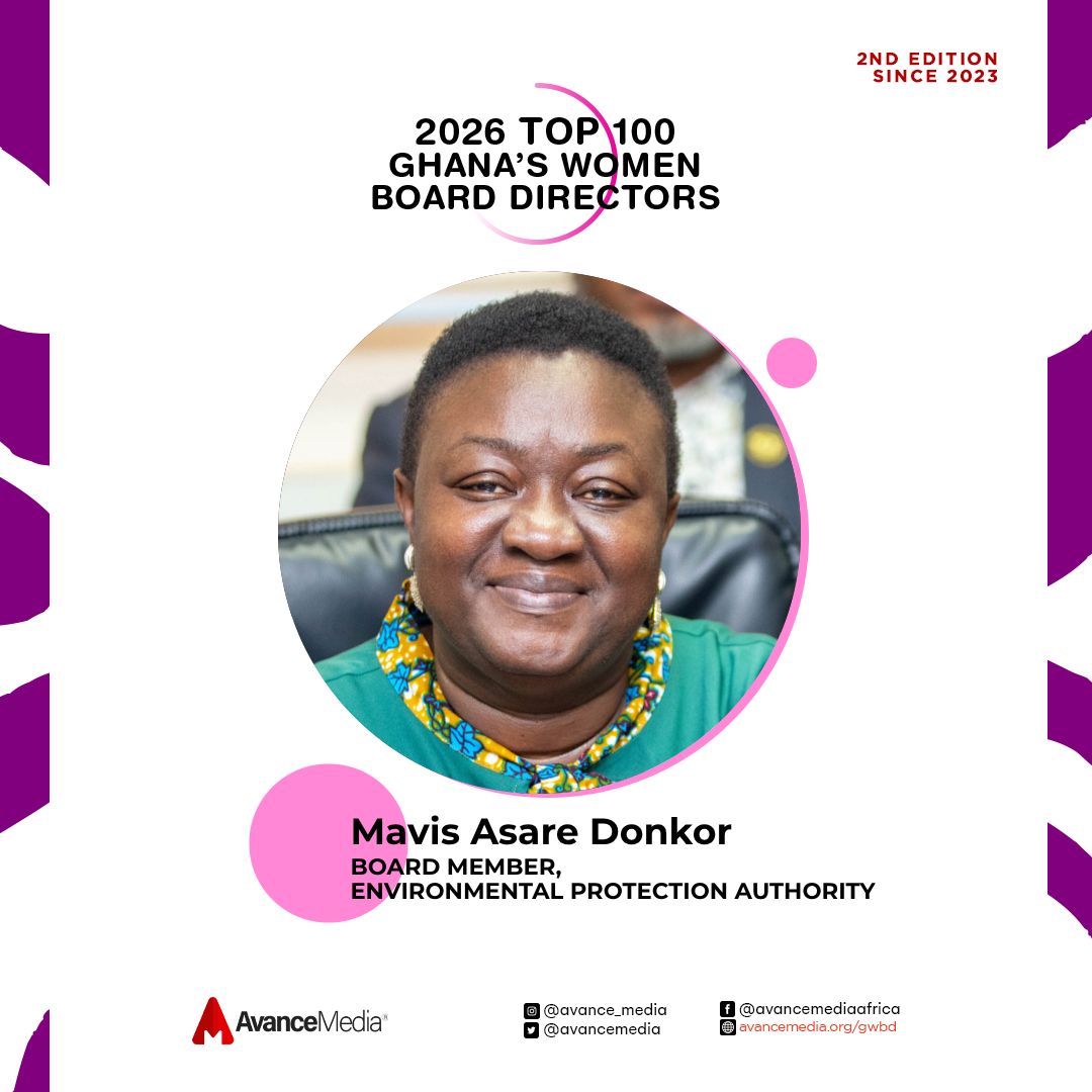avancemedia's tweet photo. Top 100 Ghana's Women Board Directors 2026

Mavis Asare Donkor is recognised among Avance Media Africa's Top 100 Ghana's Women Board Directors 2026 for her outstanding contribution to corporate governance as Board Member of the Environmental Protection Authority.

cc: @EPA_Ghana

More information: https://t.co/FUSw3QyuKi

#AvanceMedia #Top100GWBD #CorporateGovernance #WomenOnBoards #BoardDiversity #Ghana
