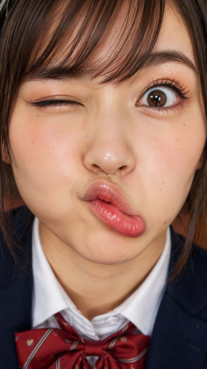 oreno_musume's tweet photo. 「絶対に笑わない」が条件の勝負。
━━━━━━━━━━━━━━━━━━
画像プロンプトTips
━━━━━━━━━━━━━━━━━━
「顔をレンズぎりぎりまで近づける」「片目・口元を同時に崩し切る直前」と指定すると、顔のパーツごとの非対称さが強調されます。さらに「広角寄りの近接撮影」でコミカルな圧を出しやすくなります。