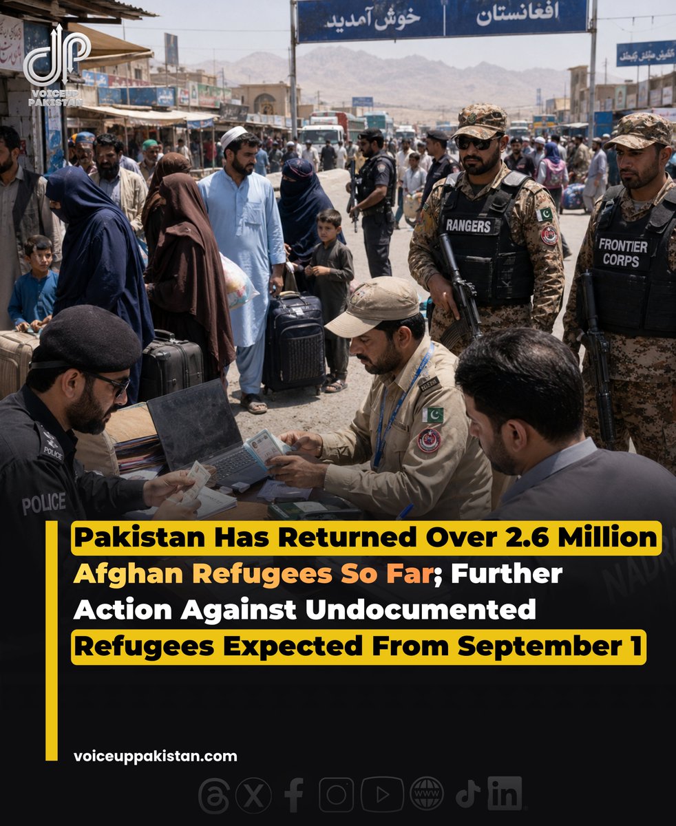 VoiceupPakistan's tweet photo. Pakistan has repatriated more than 2.6 million Afghan refugees to Afghanistan so far, according to Director General Inter-Services Public Relations (DG ISPR).
#VoiceupPakistan #AfghanRefugees #Pakistan #DGISPR #NADRA https://t.co/d2TstrzAuH
