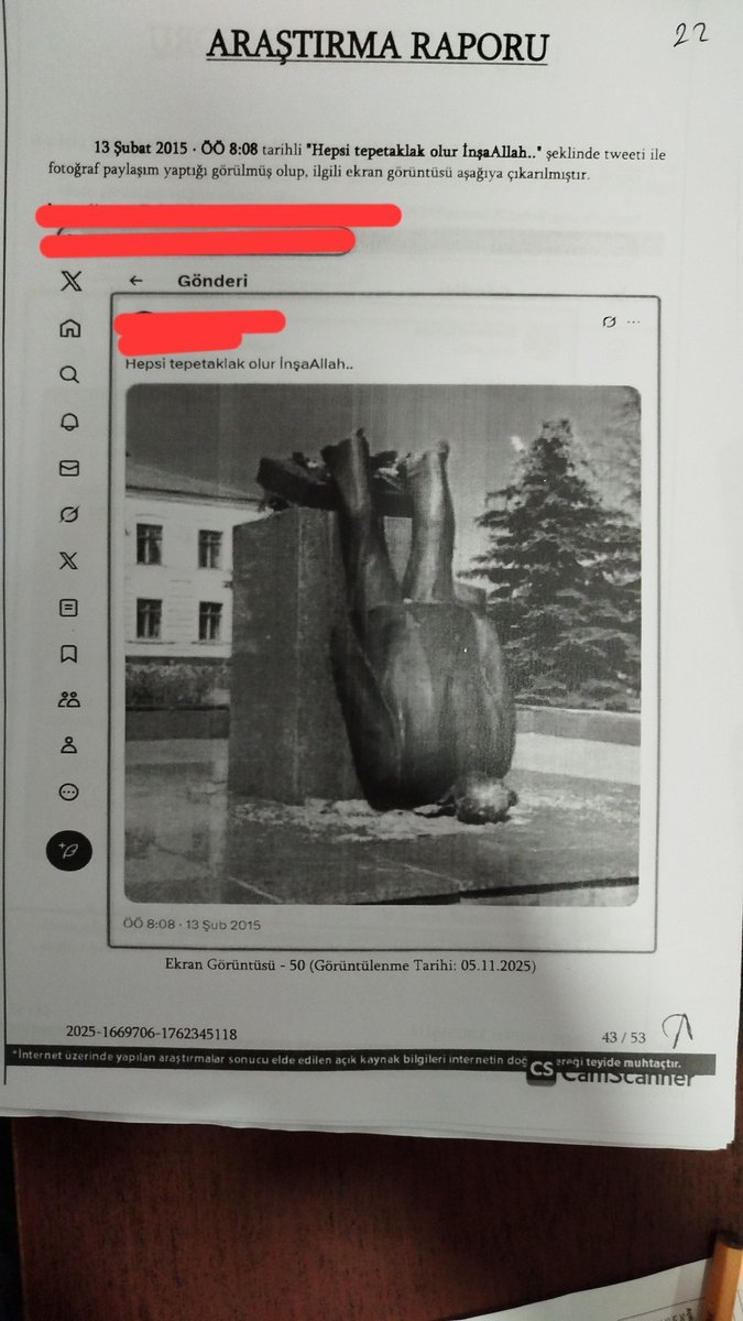 trhaber_com's tweet photo. Lenin heykeli için 11 yıl önce "hepsi tepetaklak olur inşallah" paylaşımı yapan şahsa 5816 sayılı kanun kapsamında soruşturma başlatıldı. https://t.co/g8ugMCHLRv
