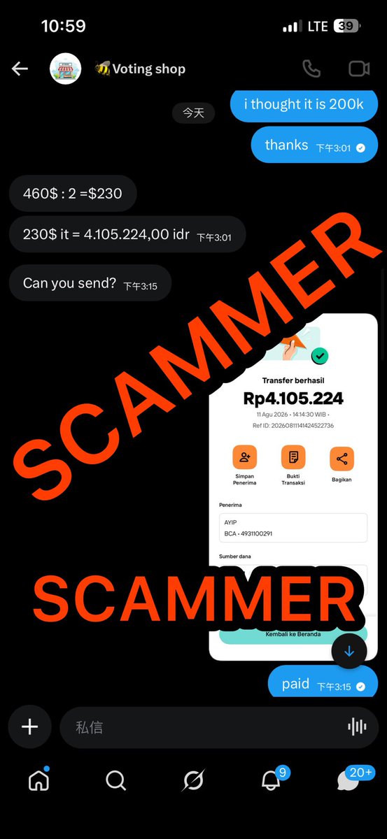 OhSehunGlobal's tweet photo. SCAM ALERT ‼️ 

We are writing to inform everyone about a scam involving 

09165955595 
Vo thi loan

018212588701
Beverly Nguyen
Gotyme

Ayip BCA
Bank account: 4931100291

@Nanashopgvoting 🌺Yuna Voting
@beshopvoting 🐝Voting shop

They repeatedly pressured us to transfer money under the pretense that other fandoms were actively trying to buy their available voting gems, claiming they had created a large supply of new gems. However, despite accepting our payments, they failed to execute any votes when requested.

They have taken our funds without providing the agreed voting services. Please be aware of this seller and refrain from doing any transactions with them. We urge them to process an immediate refund, and we are currently gathering evidence to escalate this matter further.

#Kpop #EXO #KWDA