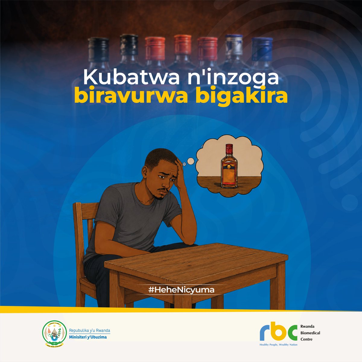 RBCRwanda's tweet photo. Tuganire

🛑Ese wumva udatuje iyo utarasoma ku nzoga?
🛑Umaze kumenyera inzoga “zikomeye” ku buryo izisanzwe zitakigufata?  
🛑Ufata umwanzuro kenshi wo kureka cyangwa kugabanya inzoga ariko bikakunanira?
🛑Utangiye kumva akazi cyangwa amashuri nta cyo bikubwiye?
🛑Utangiye kujya wibagirwa bya hato na hato?
🛑Wumva ufite agahinda gakabije?

Niba ufite kimwe cyangwa byinshi muri ibi bimenyetso, ushobora kuba utangiye kubatwa n’inzoga. Gana ivuriro rikwegereye bagufashe.

Uburwayi bukomoka ku gukoresha inzoga zikabije buravurwa bugakira, iyo wivuje kare. 

#HeheNicyuma #Zibukira #TunyweLess