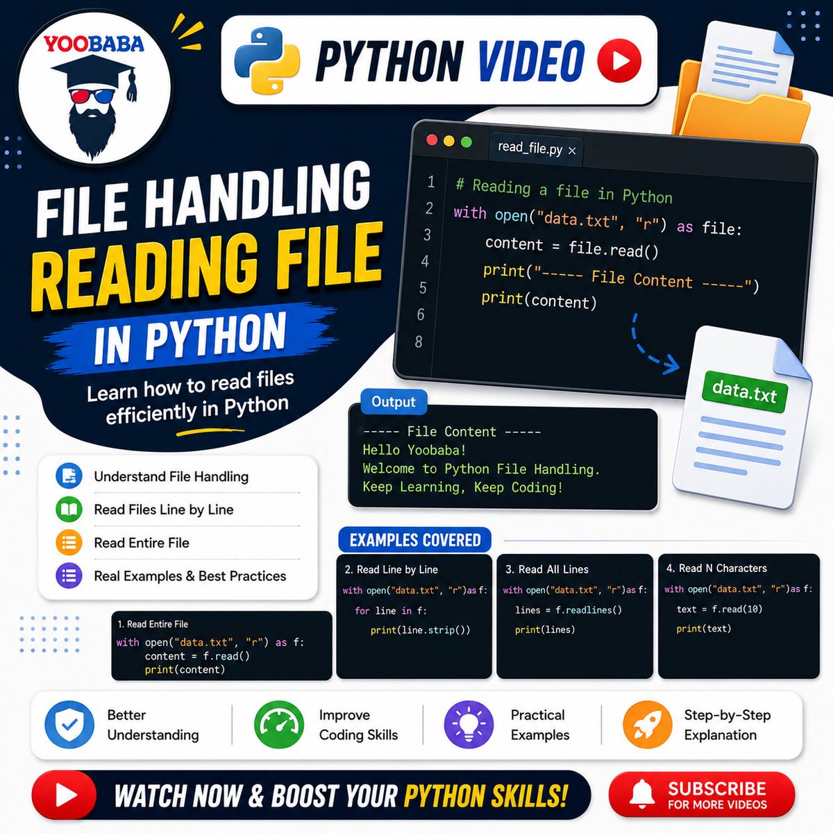 YooBabaa's tweet photo. Python File Handling - Read File
https://t.co/Tc5r13e9N2

#python #pythonprogramming #webdevelopment #file https://t.co/Bw9gdUwsF2