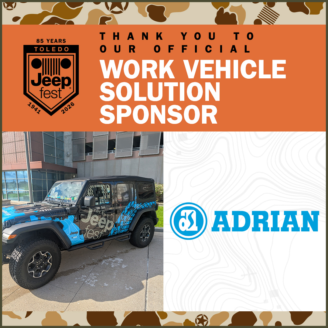 ToledoJeepFest's tweet photo. Shoutout to #AdrianSteel, our Official Work Vehicle Solution Sponsor.

From job sites to trail rides, they know what it takes to turn hardworking vehicles into purpose-built machines.

Thank you, Adrian Steel, for helping to make #ToledoJeepFest solid! https://t.co/8binSQlEev