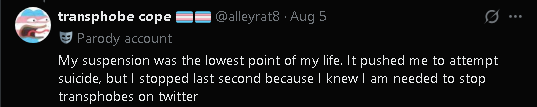 CishetMewMew's tweet photo. @alleyrat8 Will you even outlive another ban? https://t.co/vYslFDCx20