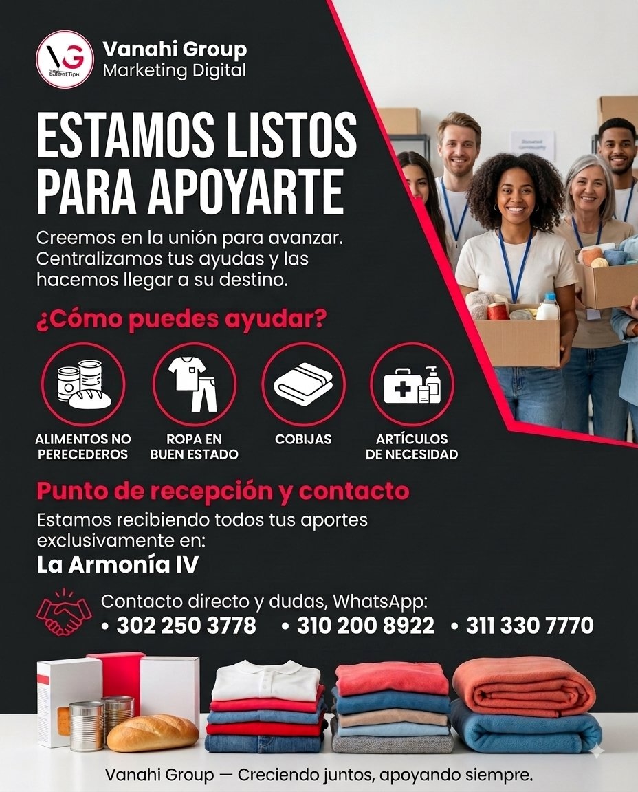 Krdona16's tweet photo. En Vanahi Group Marketing Digital, creemos firmemente que cuando nos unimos, todos avanzamos. 

¡Nosotros nos encargamos de centralizarlas y hacerlas llegar a su destino!¿Cómo puedes ayudar? https://t.co/MN59VW5l6R