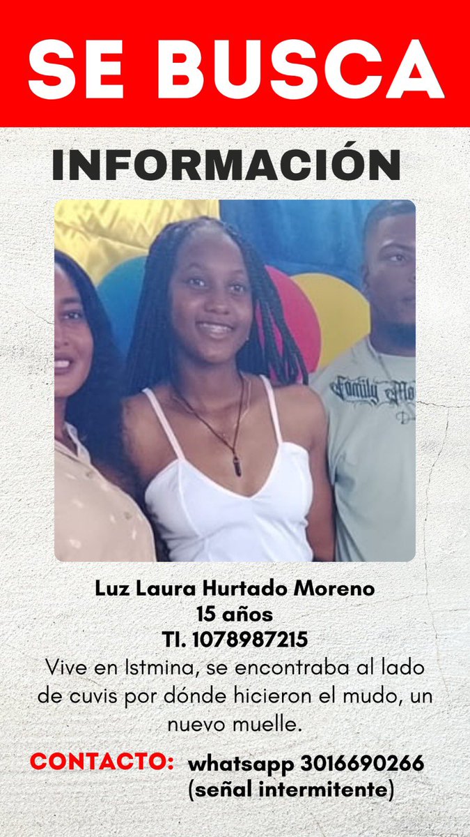 camilarango26's tweet photo. @aida_quilcue @sabritulips Hola Aida! Por favor ayúdanos a encontrar a Luz Laura! https://t.co/fFaiuSmcXF