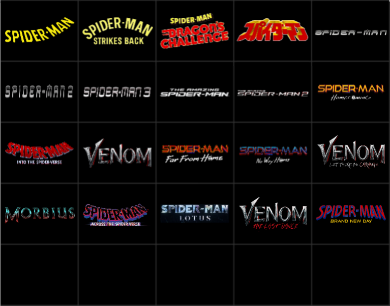 A113Rust's tweet photo. Titles of the Spider-Man films and their spin-offs
#Spiderman , #SpiderManIntoTheSpiderVerse , #SpiderManAcrossTheSpiderVerse , #SpidermanHomeComing , #SpidermanFarFromHome , #SpidermanNoWayHome , #SpidermanBrandNewDay , #TheAmazingSpiderMan , #Venom , #Morbius https://t.co/tSWpc0Kkpd