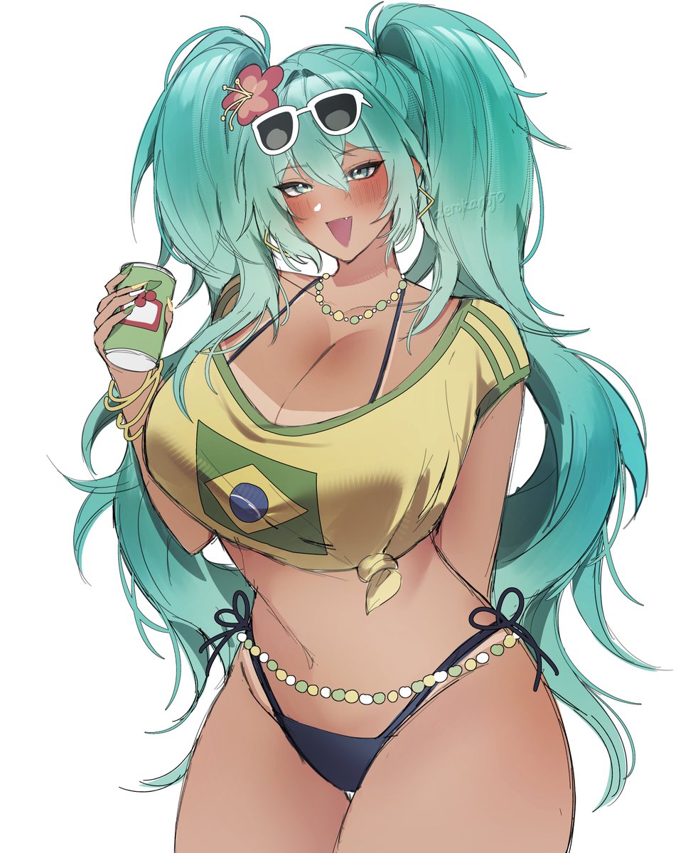 aerokanojo's tweet photo. brazilian miku, im lazy draw her pant- #初音ミク https://t.co/CIuVlbIFqn