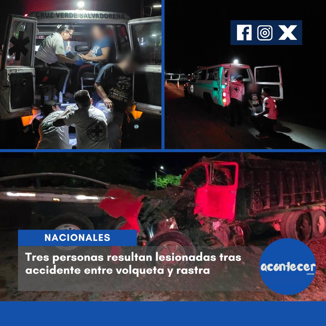 acontecercomsv's tweet photo. #SanVicente⚠️🚛 Una volqueta y una rastra se vieron involucradas en un accidente ocurrido durante la madrugada en el km 80 de la Carretera Litoral, sector de El Playón, Tecoluca, San Vicente. 🚨💥

#AccidenteDeTránsito #Tecoluca #CarreteraLitoral #CruzVerde 
📝KG https://t.co/QKph2ihLjF