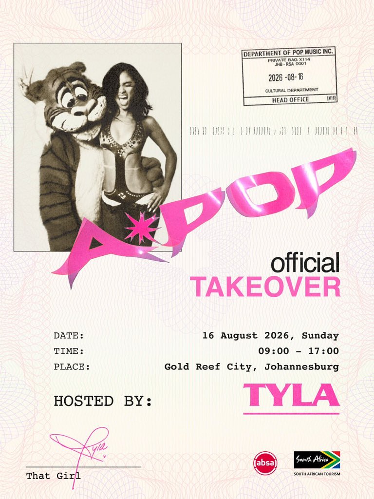 Rushe_C's tweet photo. If you want to win tickets to Tyla at Gold reef City, follow the following steps:
1. Make a tik tok to your favourite APop song.
2. Tag Tyla and #APOPGOLDREEFCITY
3. Register on the below link:
https://t.co/fSBmvChSMn https://t.co/4ldmn2S8sx