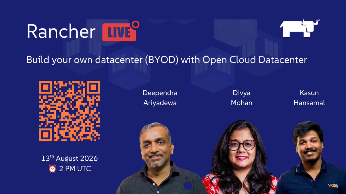 mjperron08's tweet photo. Tired of public-cloud lock-in? 🔓
Discover how @WSO2 turns bare-metal hardware into a self-service private cloud using Open Cloud Datacenter, @Rancher_Labs, &amp; Harvester!
🗓 Aug 13 | 2 PM UTC 🎙 Divya Mohan w/ Deependra Ariyadewa &amp; Kasun
Join live 👇 https://t.co/BPUC3dWCNd https://t.co/nl8K9G6ou0