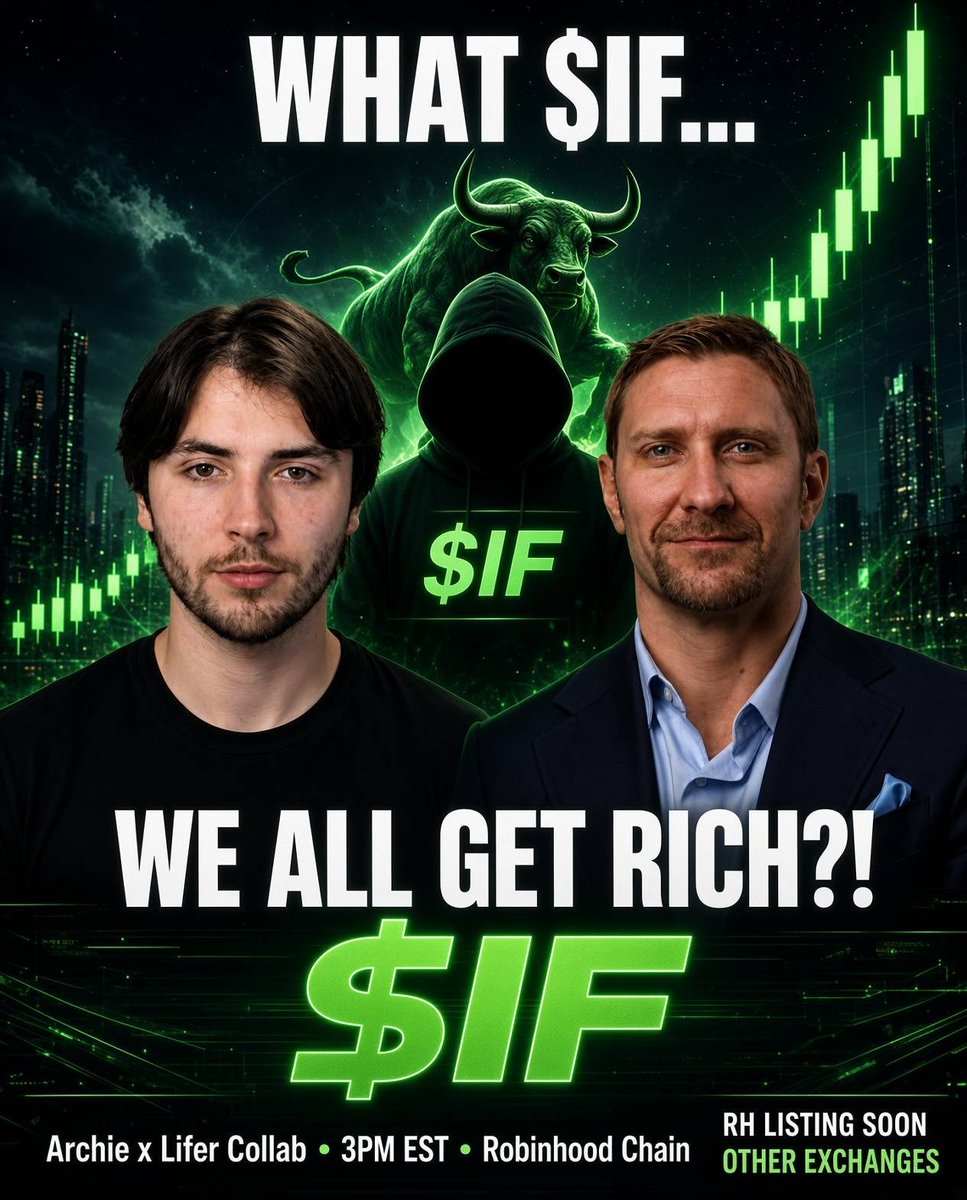 WhatIFonHOOD's tweet photo. What what-if-3:native you tuned into this epic collab between @CryptoArchieYT &amp; @CryptoLifer33?

Today, 3PM EST. 

And don't forget to join the Telegram -> https://t.co/lZov72P2GN.

#WhatIf #RobinhoodChain https://t.co/E5SerxB51U