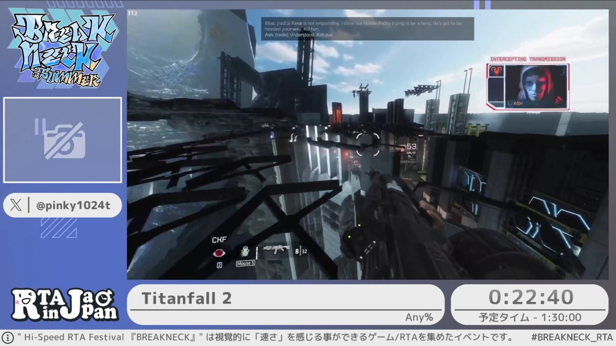 game_yarikomi's tweet photo. Titanfall 2 RTAまとめ #BREAKNECK_RTA #RTAinJapan
・普通のFPSではやらない動きで加速し続けるRTA
・コミュニティがゲームエンジンの処理を悪用してRTAをぶっ壊し続けている
・世界記録が本番前日に更新された
・操作が難しい＆タイミングもシビア＆減速要素が多いの三重苦
・「難しいってオモロいんだよね」
・壁を蹴って加速するたびにフレームパーフェクト
・2カ月くらい前に判明したグリッチ（2016年発売）
・今年の1月に見つかった出来立てほやほやの壁抜け
・ハイリスクローリターンな最強難度の技（成功で-10秒、失敗で+60秒）
・クリア判定に直接飛んで戦闘をスキップ
・RTAをもっとぶっ壊すためにコミュニティがシステムを開発
・Q.難所を越えるとどうなる？　A.もっと難しくなる
・BTにブン投げられて超長距離飛行
・発売当初からあるトラディショナルなグリッチ
・被弾するだけで約2分ロスになる超難所

走者・解説：ぴんきぃ1024tさん @pinky1024t