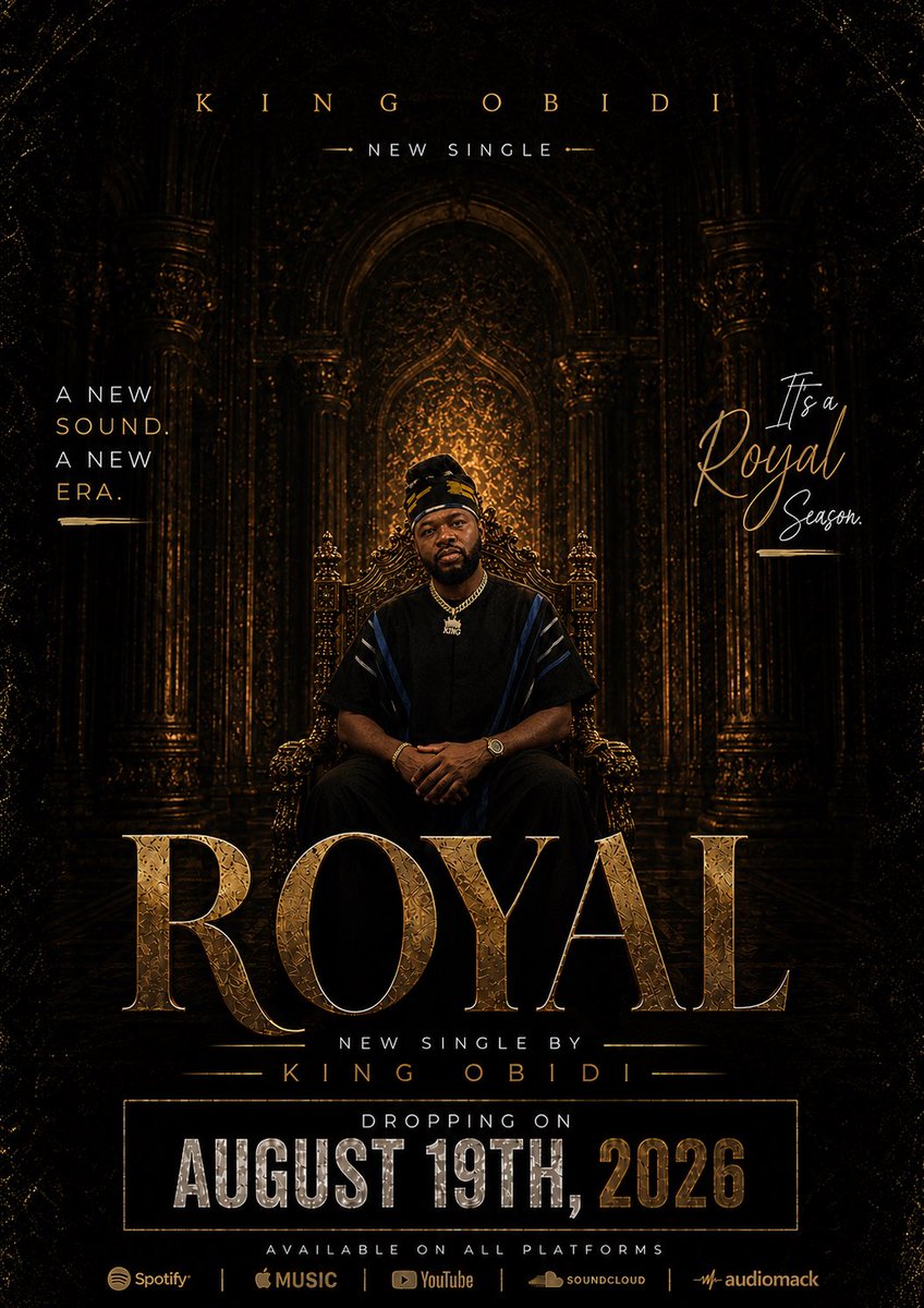kingobidi_Fans's tweet photo. yeah… this one feels different. 👑
ROYAL — King Obidi.
19.08.26 🏰
@King_Obidi
#newmusic #kNation #song #newhit #Royal https://t.co/K3P9DVGCRO
