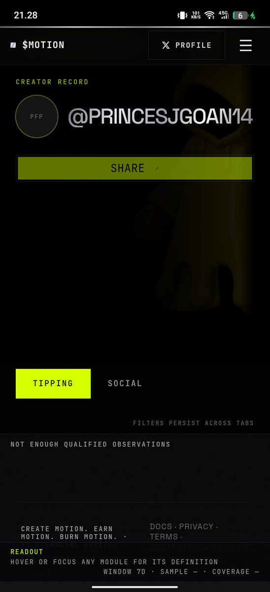 princesjgoan14's tweet photo. MotionTip is cooking. JP MAX @tipmotion

TipFi × InfoFi 👀
27.7M $MOTION burned 
1B fixed supply. No mint.
Create. Tag @motiontip 
Get organic engagement → Earn tips.
Don’t sleep on this one. https://t.co/VGys96sfJF