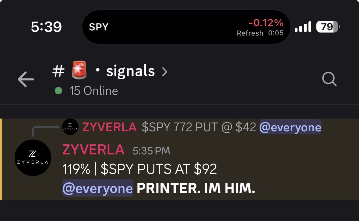 Zyverla's tweet photo. 2nd Play of The Day

$SPX - $SPY PUTS 

119% AND COUNTING 📍💛

LUNCH AND DINNER ON ME! https://t.co/ua17ieMNMC