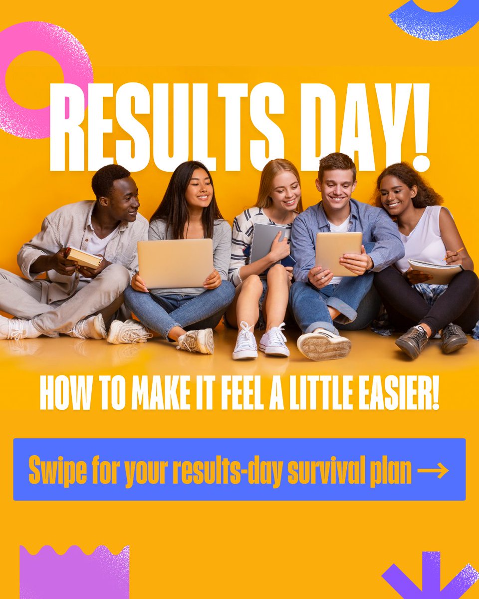 healthybrum's tweet photo. Results Day can bring a LOT of feelings: excitement, nerves, disappointment or relief 💭

 Whatever happens, your results are part of your journey, not a measure of your worth. 

 Swipe for tips on looking after yourself before and on Results Day. https://t.co/vHnSfEduD9