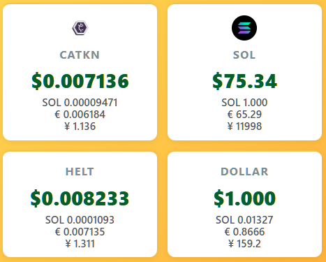 simubee_com's tweet photo. Thanks to Simubee, you have a real-time overview of the value of the tokens. While CATKN and SOL are available on-chain, Simubee also provides you with an estimate of the value of HELT.
How is this possible? ⬇️ https://t.co/oLCDF7SF7N