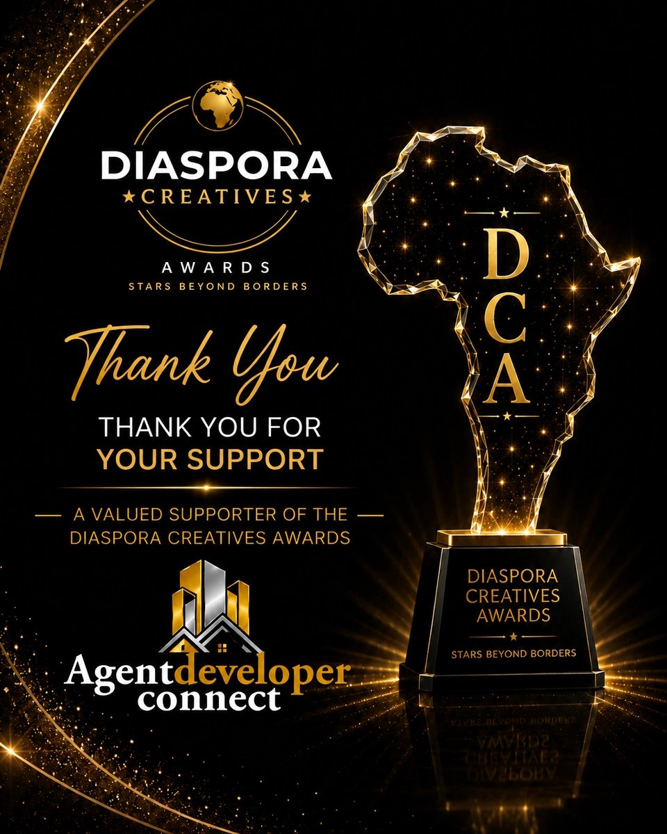 DiasporaCreativ's tweet photo. Thank you, Agent Developer Connect, for your support. Click the link in bio to nominate. #diasporacreativesawards2026 https://t.co/cIX0vlDmt8