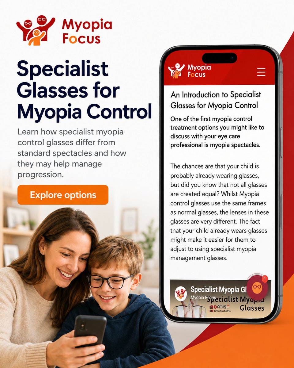 MyopiaFocus's tweet photo. Not all glasses are made equal!.
Specialist myopia control glasses are designed not only to correct blurry distance vision, but also to help slow myopia progression in some children.
Learn more:
https://t.co/tiNi4ONX3F
#MyopiaControlGlasses #Myopia #ChildrensEyeHealth https://t.co/xULeARXeQ1
