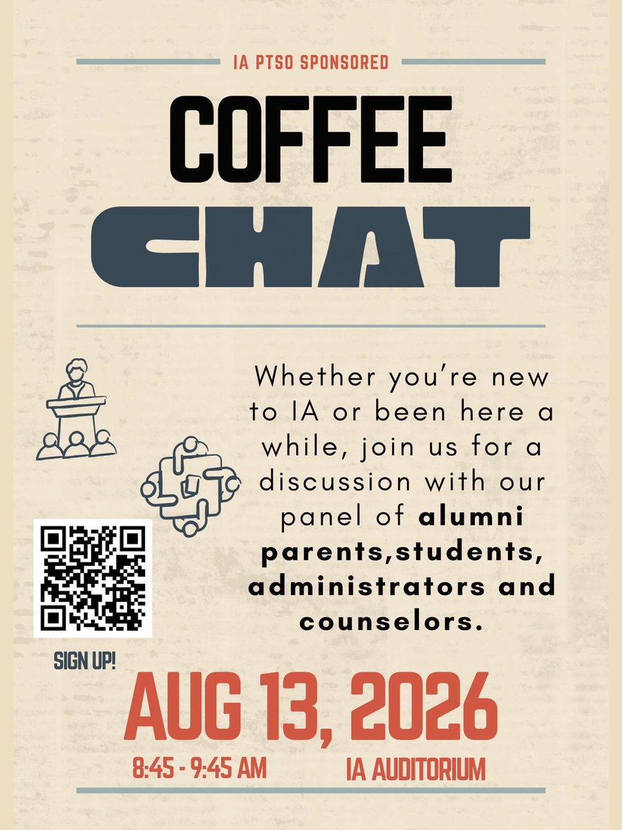 IAFultonSchools's tweet photo. Join us for the IA PTSO's first Coffee Chat of the year! Connect with fellow parents and our panel of alumni and students. RSVP and submit your questions now: https://t.co/StSJKQoesb 
We can’t wait to see you!

@FultonCoSchools @FultonZone7 @ia_kent @iaptso, #CoffeeChat https://t.co/vmIUQhHTKV