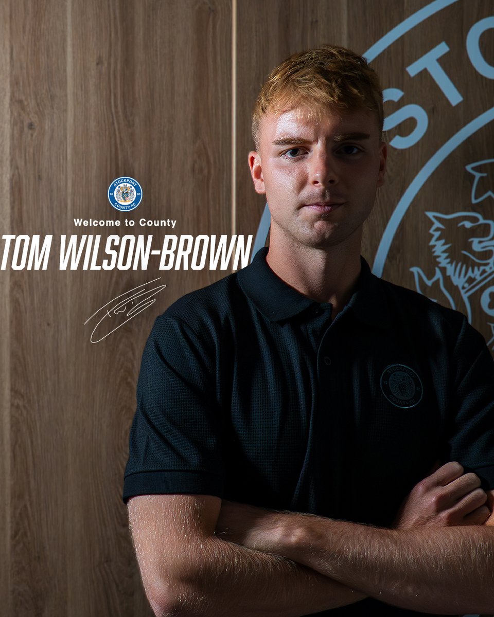 StockportCounty's tweet photo. We are delighted to announce the signing of defender Tom Wilson-Brown, who joins us from Leicester City for an undisclosed fee.

Welcome to County, Tom 👋

#StockportCounty