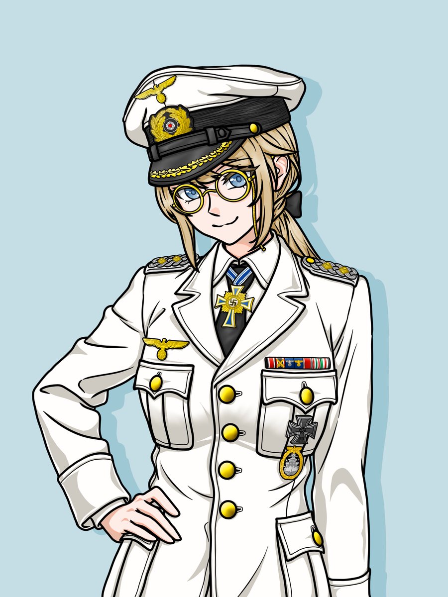closedveil's tweet photo. Hallo! I'm Adelheid Vingler Hipper, a Kapitän zur See of the Kriegsmarine. It's nice to meet you! I have my lovely sister @Vertin2332 to thank for helping me bring this character to life, so please show her some love too!
#WW2 #OC #Kriegsmarine https://t.co/yRc2EBhM6y