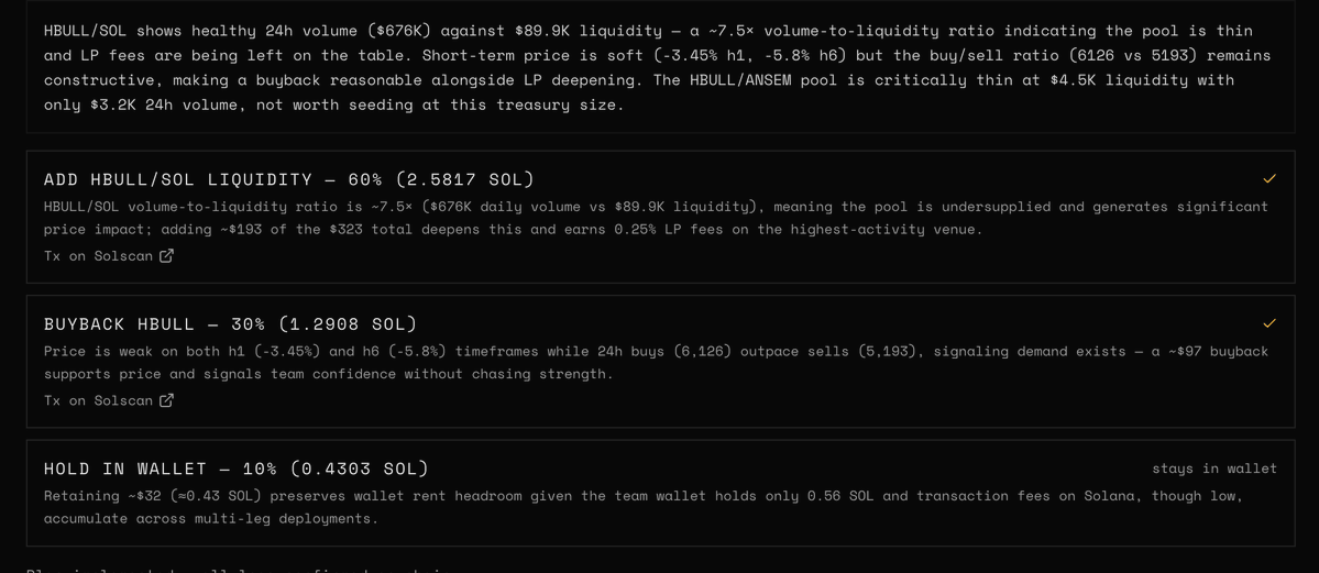vanillafunk713's tweet photo. Testing our AI Agent for @HyperBullSol on optimizing use of Creator Fees moving forward.  This is really cool and going to make a dev's life a lot easier from a management standpoint!

$HBULL solana:9cRCn9rGT8V2imeM2BaKs13yhMEais3ruM3rPvTGpump @blknoiz06 #ansemhackathon https://t.co/ecUcMIcQy3