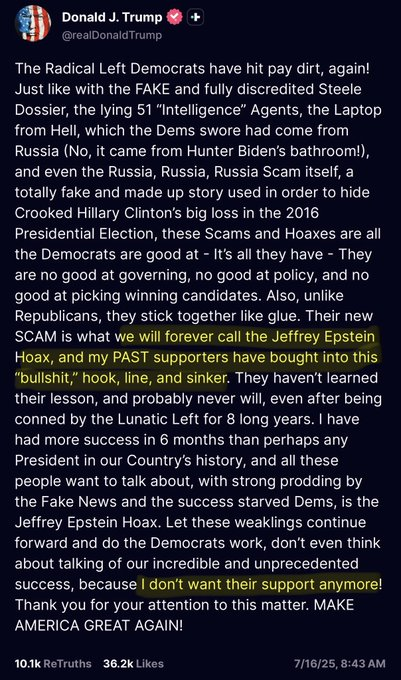 ImBreckWorsham's tweet photo. This is the day Trump outed himself as a protector of pedophilia 

This is the day he lost my support. https://t.co/4ZYbNxhF9m