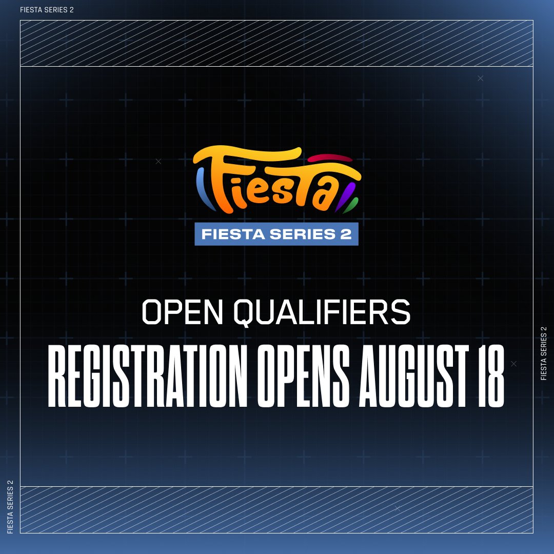 fiesta_cs2's tweet photo. 🔥 Fiesta Series 2 — Open Qualifiers are coming!

Registration for both Open Qualifier #1 and Open Qualifier #2 opens on August 18! 👇

Registration links will be published on August 18. Follow this account and stay tuned for all the latest news and updates! 👀

#FiestaSeries #CS2