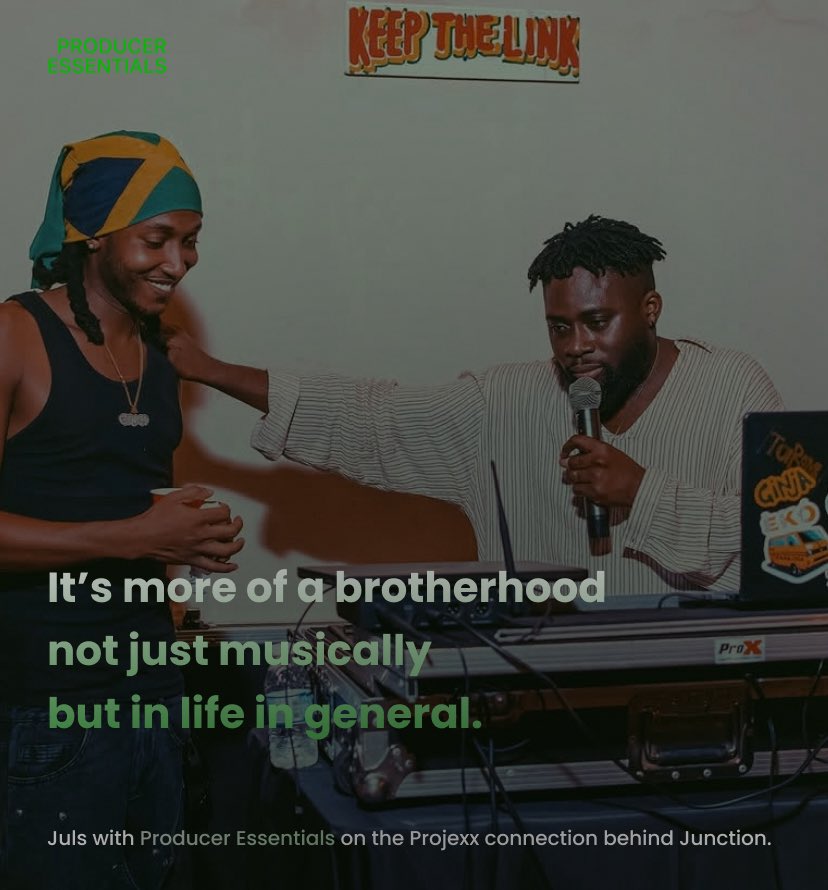 ProducerEssntls's tweet photo. Two worlds meet on Friday. Juls &amp; Projexx release Junction.

What began with “True Love” on Wizkid’s Made in Lagos evolves into a full-length collaboration. https://t.co/kX9FY8dmgv