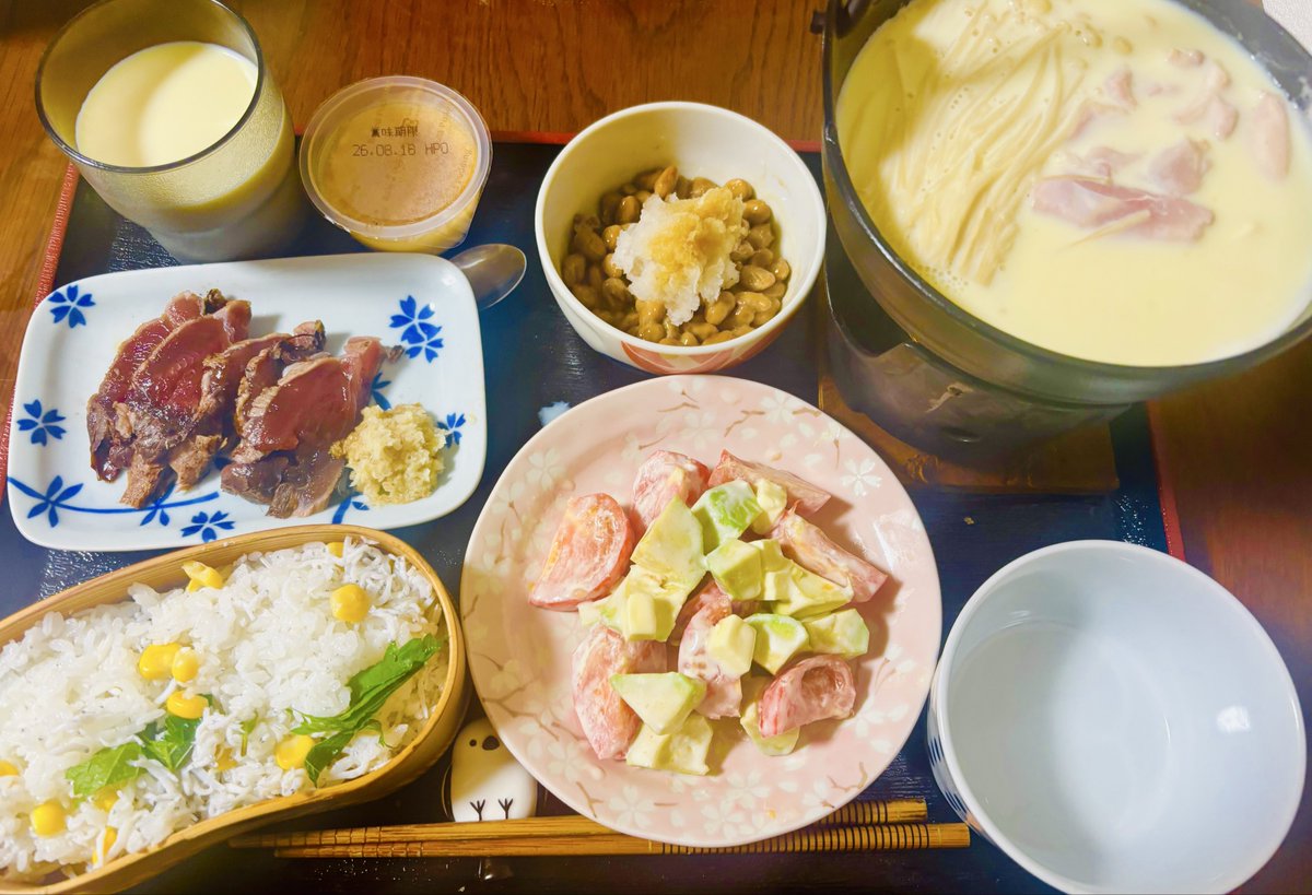 hiroju5555's tweet photo. コメントで、
「野菜が少ない。やり直し（初めて話しかけられた知らない人から）」
をいただきましたので、野菜を意識したメニューです。皆さまご判断ください笑 https://t.co/PAp2oPadn2