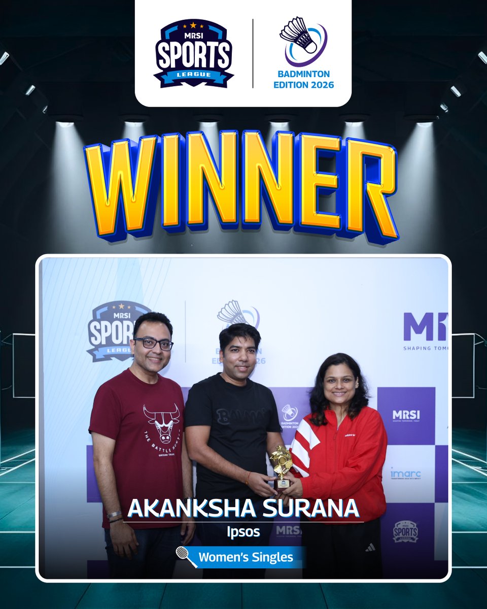TheMRSI's tweet photo. A smashing performance on the court! 🏸
Congratulations to Akanksha Surana from Ipsos on an outstanding performance at the MRSI Sports League – Badminton Edition 2026. https://t.co/083ADm5pyH