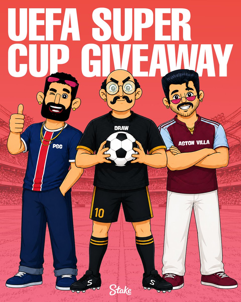 StakeIND's tweet photo. ⚽️ UEFA SUPER CUP GIVEAWAY ⚽️

Cirkit's on PSG. 
Babu Bhai says draw. 
Majjoo Bhai's backing Aston Villa.

Vote for how it ends at full-time 👇

Land it right and up to 10 winners take home ₹2,000 each 💰 https://t.co/NrHiyp5dbR