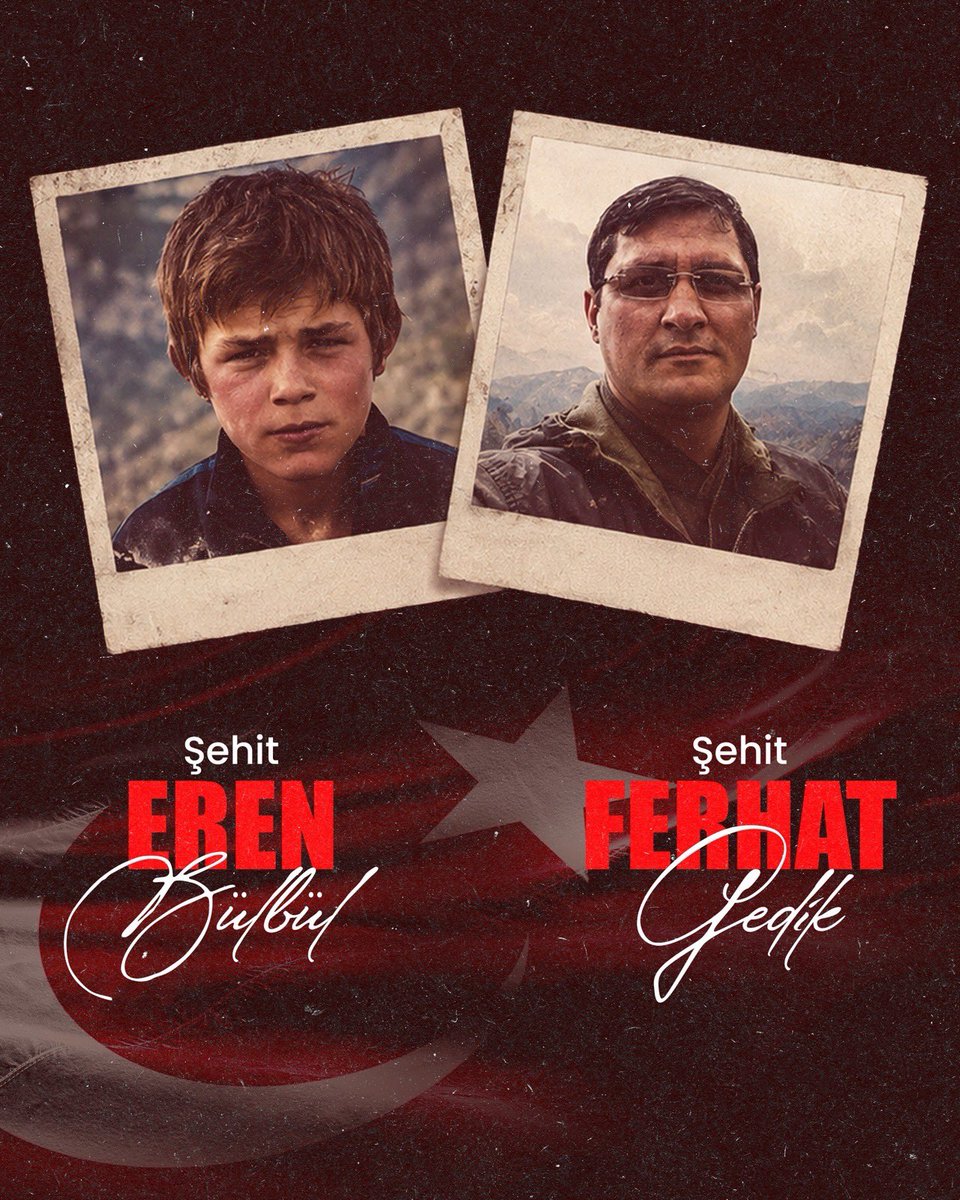burhanduran's tweet photo. Vatan sevgisinin, cesaretin ve fedakârlığın simgesi oldular.

Eren Bülbül’ü ve Şehit Jandarma Astsubay Kıdemli Başçavuş Ferhat Gedik’i şehadetlerinin yıl dönümünde rahmetle ve duayla anıyorum.

Ruhları şad, mekânları cennet olsun. 🇹🇷 https://t.co/D4LTNZCqaX