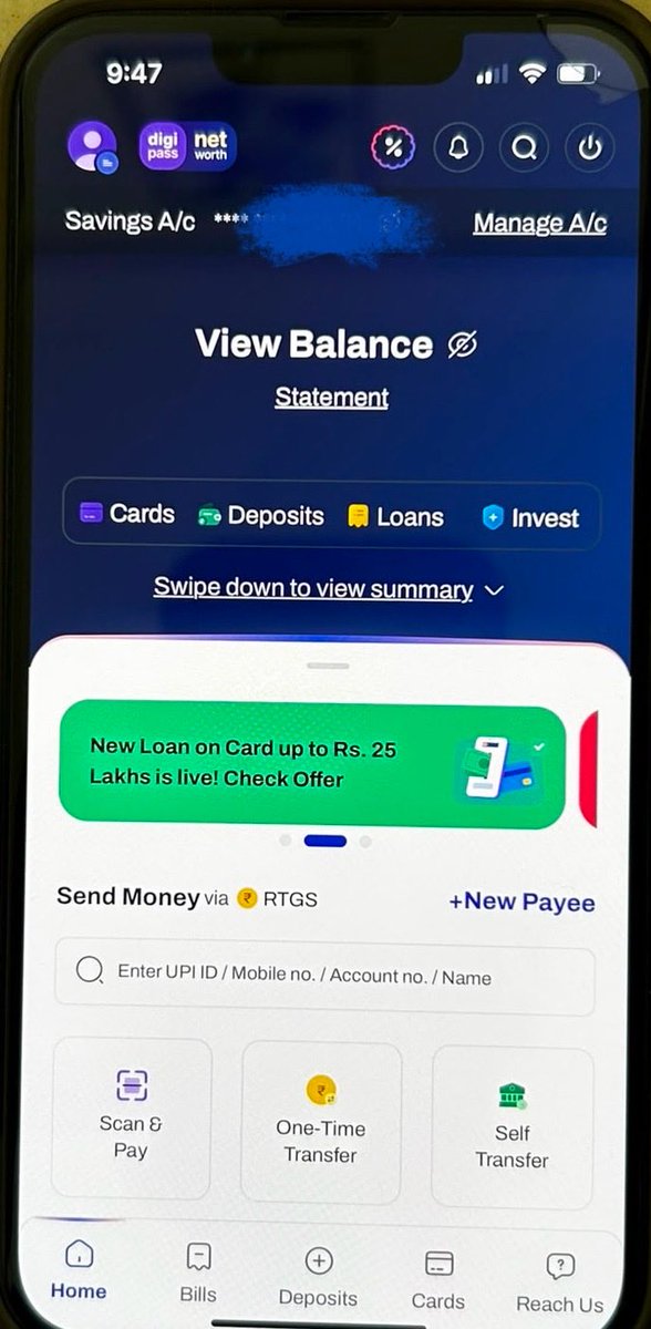 2sraval's tweet photo. I opened my HDFC mobile banking app today to transfer money to someone, and my first thought was:

Kaun design kiya hai isko?" 😞

Most people open a net banking app to do just three things:

* Check their balance
* See recent transactions
* Send money

But somehow, even these basic tasks are hard to find.

Instead, you're greeted with banners, offers, loans, credit cards, and everything else.

It feels like many Indian mobile banking apps care more about selling products and services than helping users do what they actually came for.