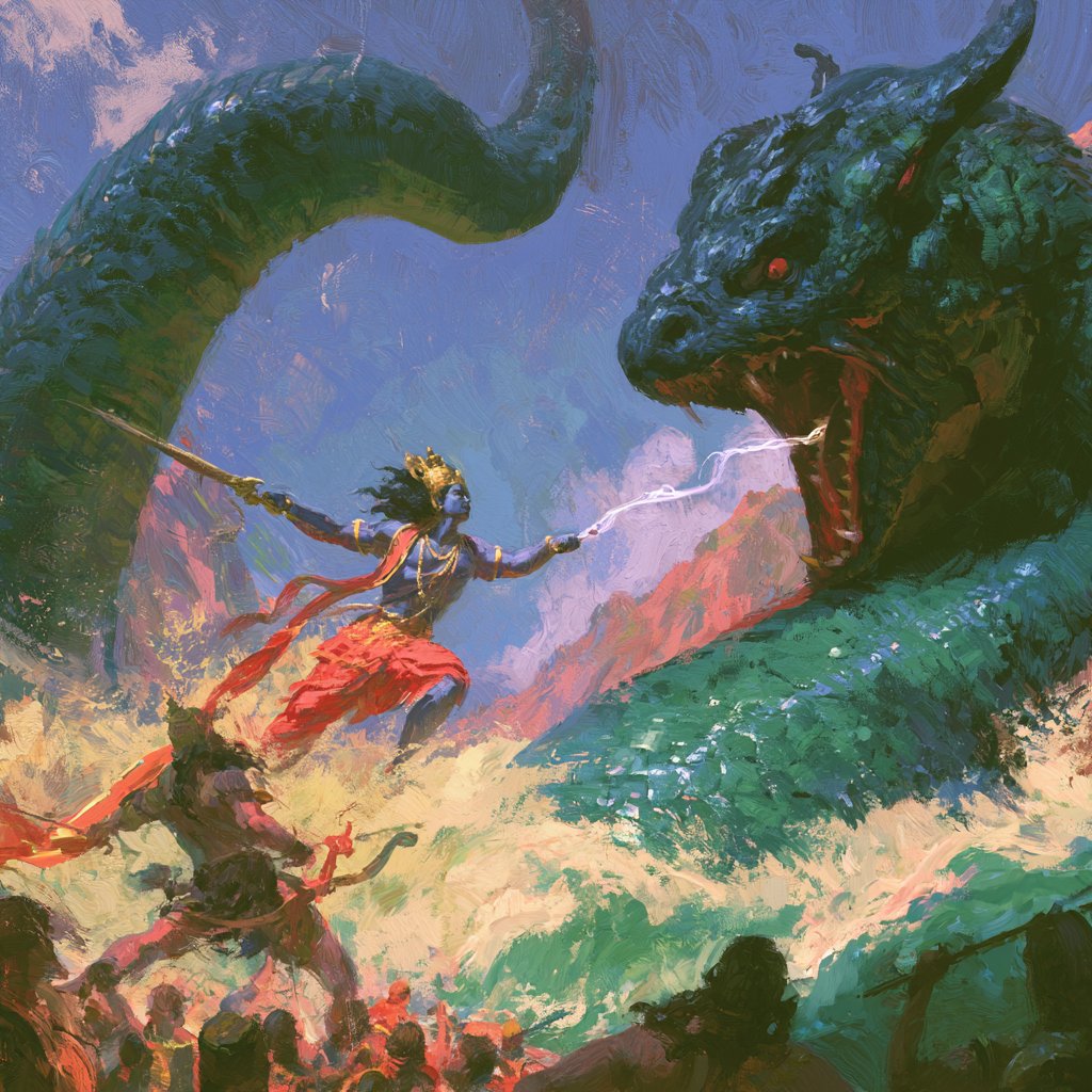 bholekabhagatt's tweet photo. Lord Indra slays Vrtra https://t.co/0dgGth8Tv0