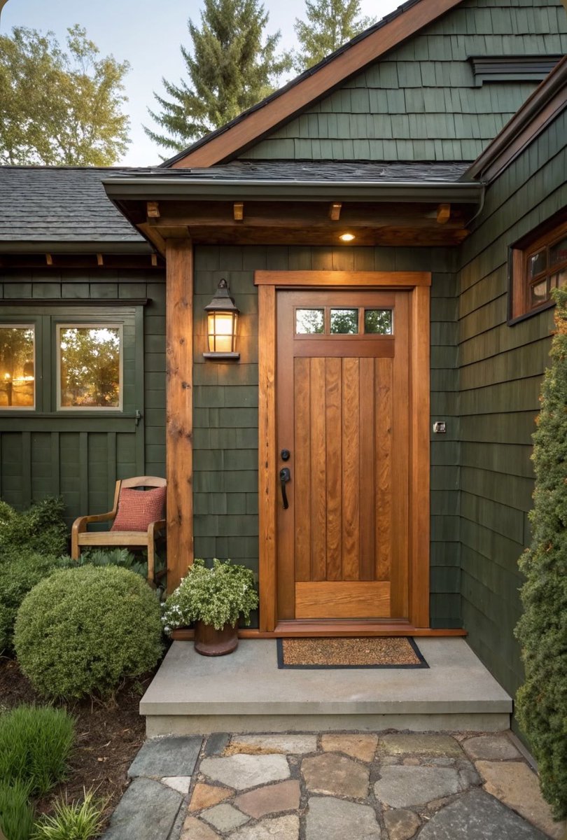 Watchman_motto's tweet photo. Wood, pine green, and stone. Matching natures colors is always a good choice for exterior color. https://t.co/2HBrGQYhS8