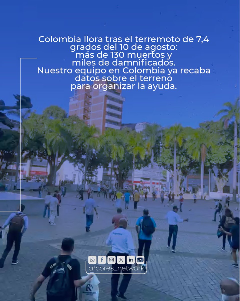 ARCORES_NETWORK's tweet photo. Colombia llora tras el terremoto de 7,4 grados del 10 de agosto: más de 130 muertos y miles de damnificados. #ARCOREScolombia
https://t.co/VAB1e2xlht https://t.co/PVIeAVP5Tj