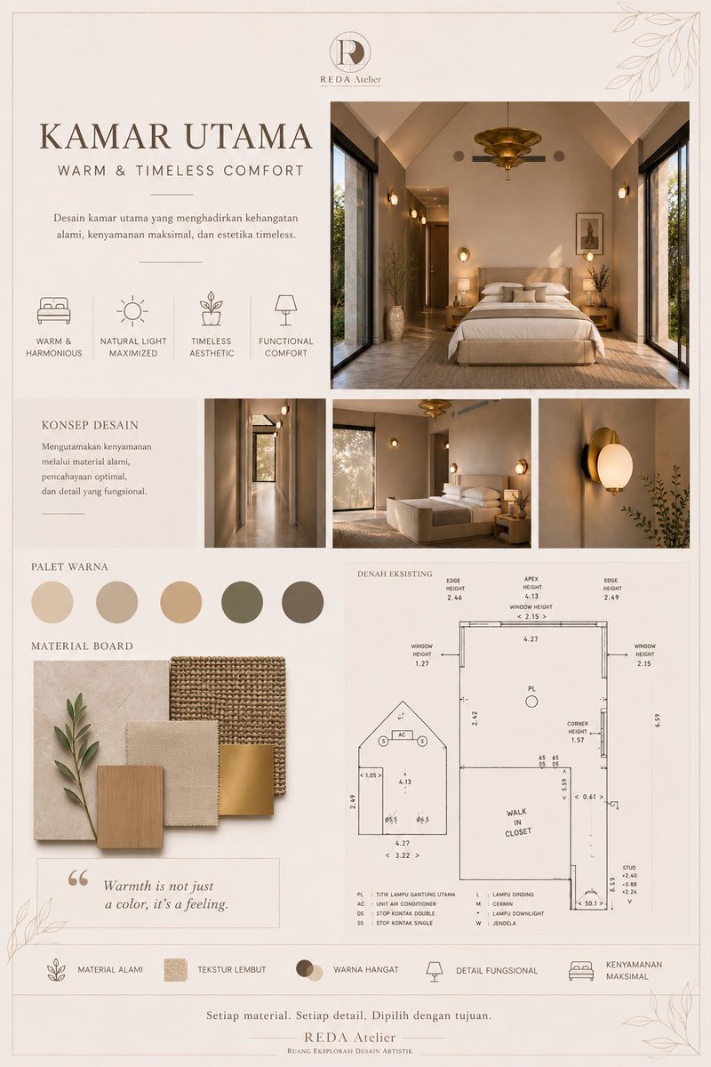 REDAAtelier's tweet photo. Warm &amp; Timeless Comfort.
A master bedroom shaped by natural light, warm materials, soft textures,and thoughtful details.
Not designed simply to look beautiful, but to create a space that feels calm, personal, and timeless.
Good design is felt, not only seen.
— REDA Atelier #REDA https://t.co/VJITCvOony
