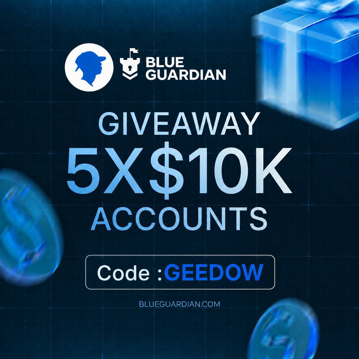 Geedow_'s tweet photo. 5 WINNERS 5 FUNDED ACCOUNTS. 🎉
We're giving away 5 × $10K

How to enter
 ✅ Follow @BlueGuardiancom @Geedow_
@RealMoAbdull
❤️ Like this post 🔁 Repost/Retweet 👥 Tag 3 trader friends 
 
5 lucky winners will be announced  Tuesday https://t.co/kmLLyJXXhc