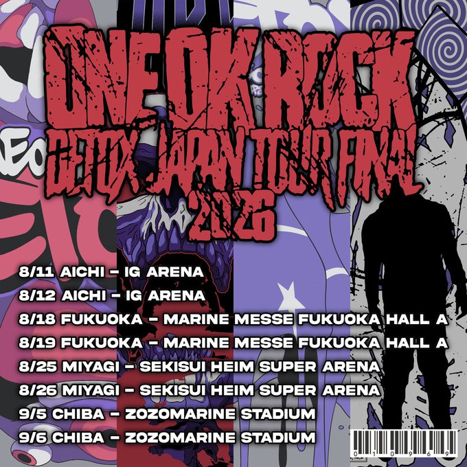 Fan_musicupdate's tweet photo. 【速報】ONE OK ROCK DETOX JAPAN TOUR FINAL 2026 生配信・テレビ放送が決定

▼18:30〜 完全独占生中継
https://t.co/cm2Pwtm4iv

#ONEOKROCK #ワンオク
#OORDETOX #IGアリーナ
#DETOXJAPANTOURFINAL #DETOX https://t.co/6XHH1E6Dok