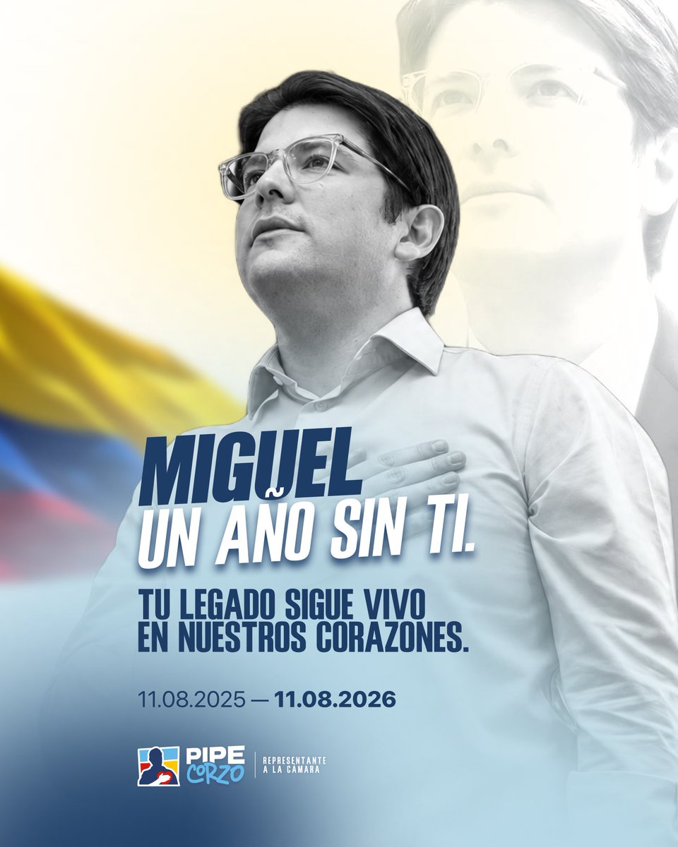 juanfelipecorzo's tweet photo. Hace un año despedimos a Miguel, pero su ejemplo, sus convicciones y su amor por Colombia siguen con nosotros.
Su legado permanece vivo en quienes compartimos sus luchas, sus sueños y la esperanza de un país mejor.
Siempre en nuestros corazones, Miguel. 🇨🇴🕊️ https://t.co/dBnc4AmfXP