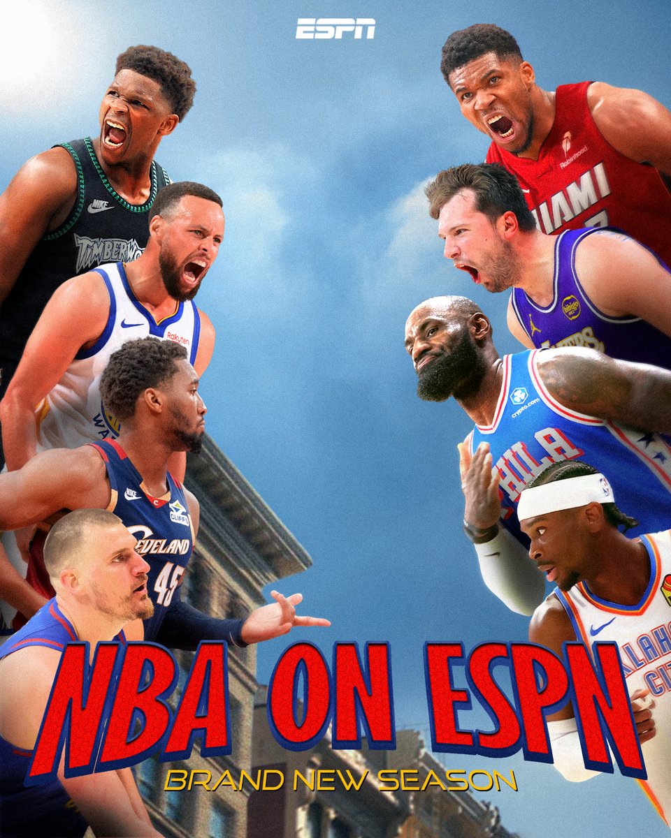 espn's tweet photo. A BRAND NEW NBA SEASON 🍿

ESPN has FOUR opening week matchups you won’t want to miss 👀 https://t.co/r7jRawnuwJ