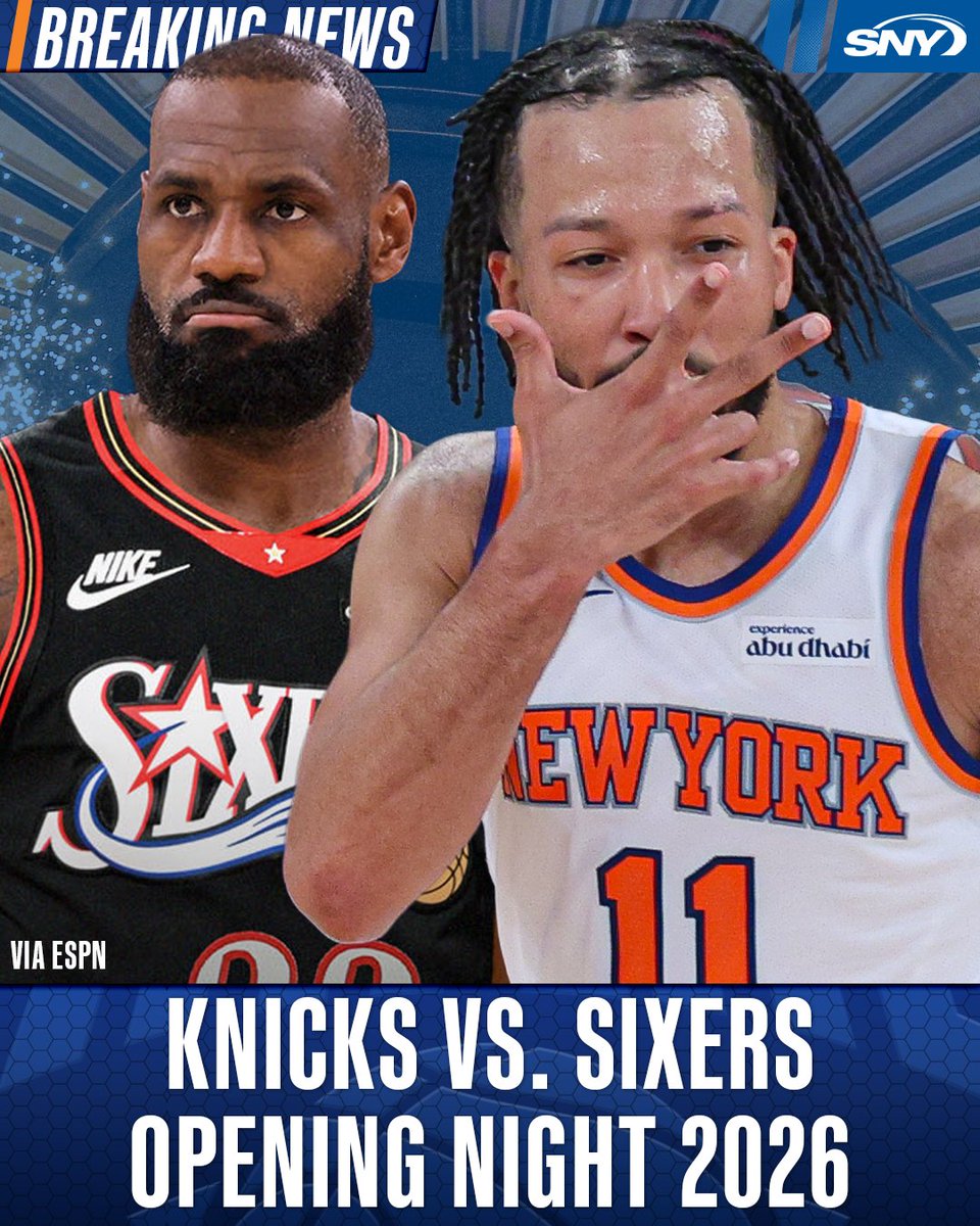 sny_knicks's tweet photo. OPENING NIGHT IS SET 🍿

The Knicks will welcome the Sixers to MSG for Ring Night on Tuesday, October 20 🏆 https://t.co/gy6O2S9KW8