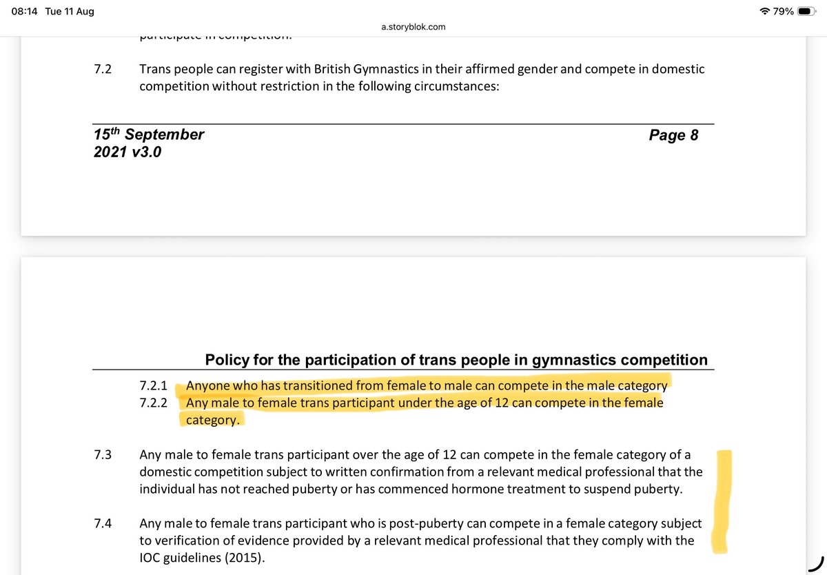 WomensRightsNet's tweet photo. British Gymnastics has announced a long overdue review of its Transgender Policy in the light of the EHRC Code of Practice.  Of all the policies we’ve read, BG’s current policy ranks as one of the worst.

Gymnastics is a majority female sport. @BritGymnastics has 400,000 members; 84% are female and the majority (93%) are under 18. It’s a sport for girls. 

In a sport that’s had more than its fair share of safeguarding scandals, you’d assume that protecting girls from harm would be the Number One priority of the national governing body.

Instead of protecting girls’ rights to fair and safe gymnastics the British Gymnastics policy that’s been in place since 2017:

❌ allows any male of any age to compete in the female category including under-12s

❌ states that officials in the sport must not ‘mark down’ competitors who wear breast binders 

❌ allows males unrestricted access to female changing rooms, showers and toilet facilities 

❌ states that post-pubertal males who use drugs to suppress their natural testosterone levels may compete in the female category 

It goes without saying (post-Cass Report) that no child should be socially affirmed by their sport. No child should be encouraged to think they can use facilities, enter sports categories, of the opposite sex.

Breast binders should never be recommended as they restrict breathing and can cause damage to the rib cage, spine, lungs and heart. 

No males should be encouraged to access female facilities, especially those where girls and women will be in a state of undress.

The current policy has been in place for nine years, and is still on the British Gymnastics website. We call for BG to listen to women and consult widely, particularly with regard to the safeguarding of children. 

The vast majority of female athletes want their category protected. Fair, safe, sport is not a nice little extra, it’s the basic minimum we should expect from our sports governing bodies.