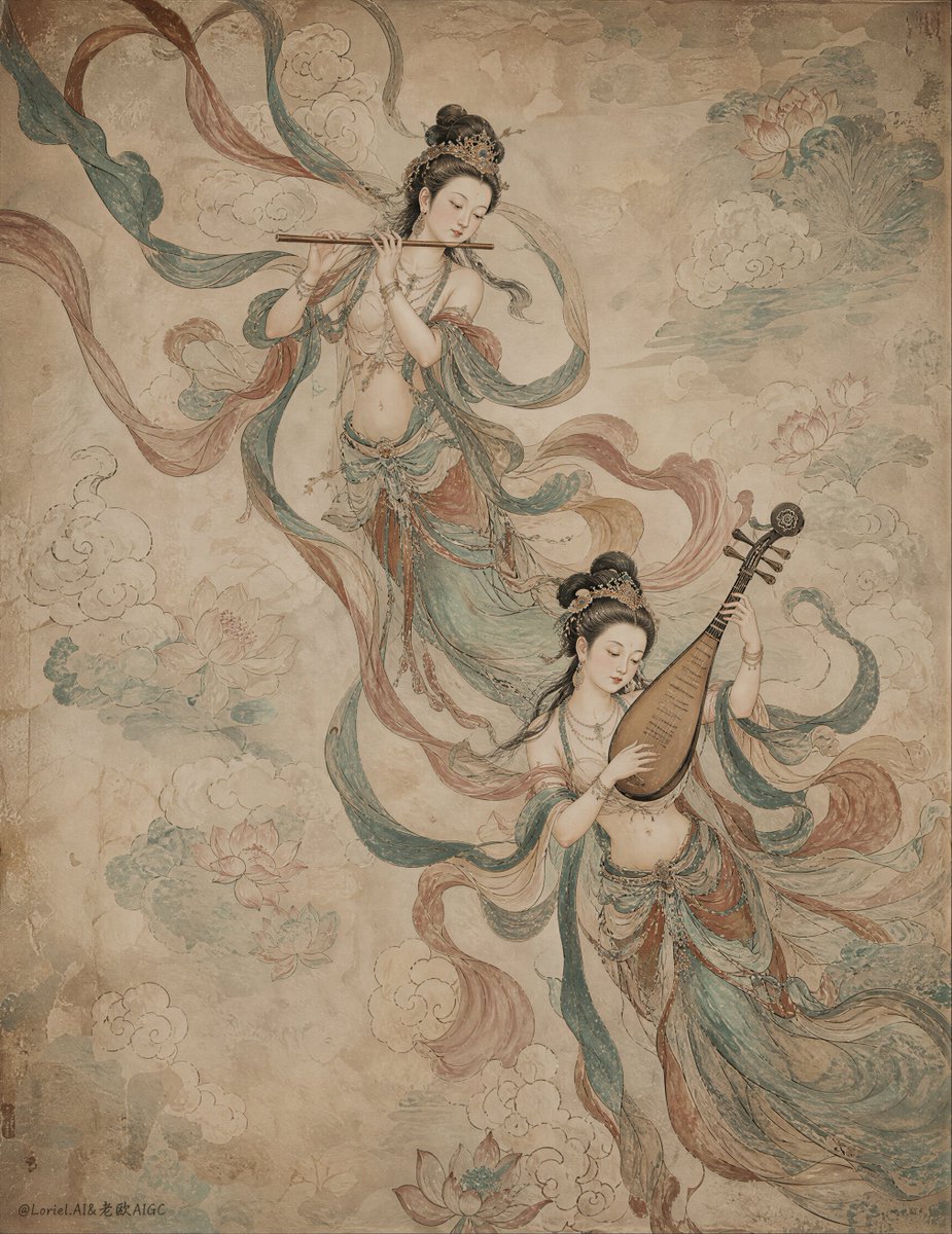 古代中文天樂樂隊壁畫