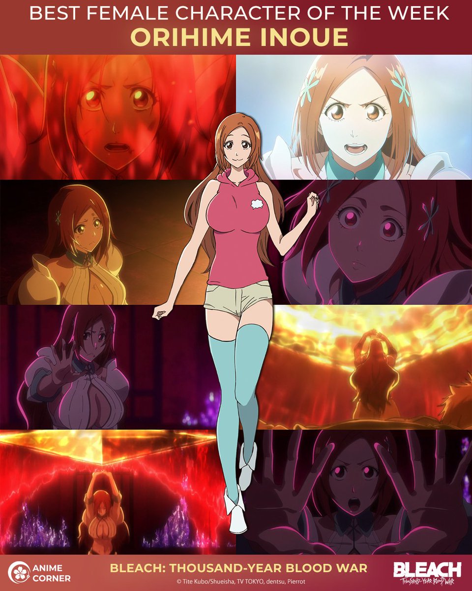 animecorner_ac's tweet photo. Best female character of the week: Orihime Inoue! 🧡🫶

Anime: BLEACH: Thousand-Year Blood War https://t.co/oBdCuNELYd