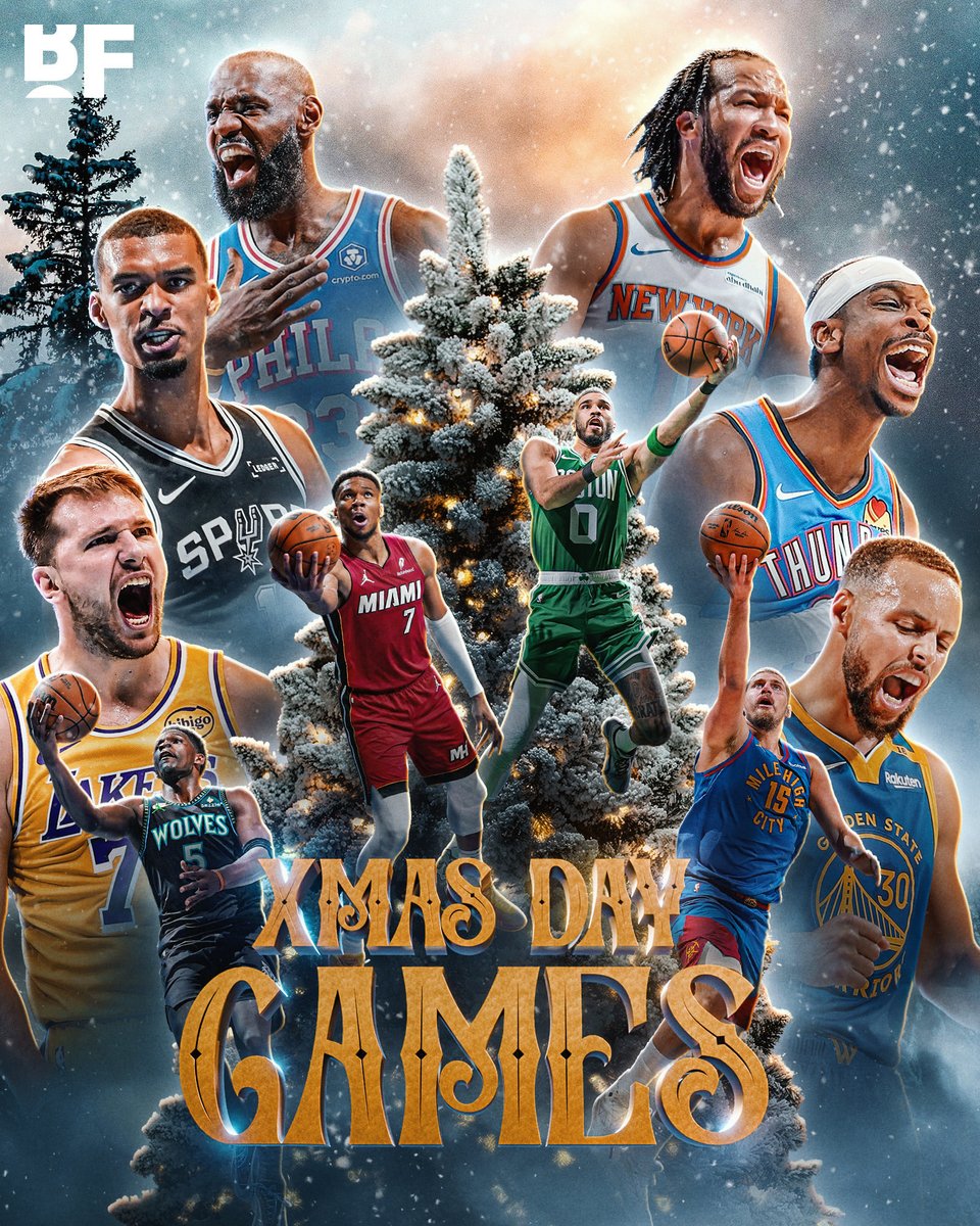 bballforever_'s tweet photo. BREAKING: the NBA Christmas Day 2026 schedule is here 🎅🏽

🎄Spurs @ Knicks
🎄 Heat @ Celtics
🎄 76ers @ Lakers
🎄 Thunder @ Timberwolves 
🎄 Nuggets @ Warriorsq https://t.co/bPI9HC3fRS